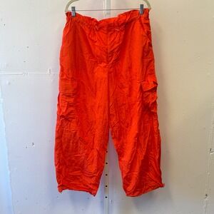 Future Collective Alani Noelle Orange Nylon Cargo Parachute Pants Women's Medium